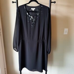 Coldwater Creek Black Sequin Long Sleeve Dress